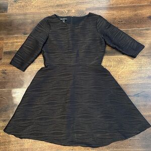INC International Concepts Black Ribbed Fit and Flare Dress